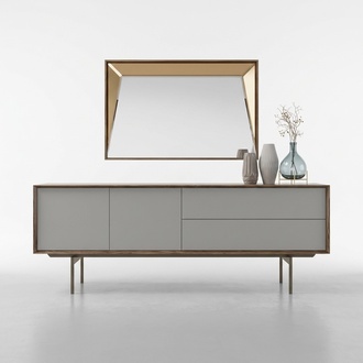 Complete dining room sideboard with mirror design wooden cabinet furnishings