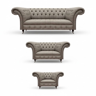 Complete furniture sofa set 3+2+1 seat living room gray textile