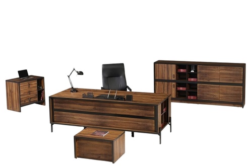 Complete study furniture desk office desk 4 pcs wood brown