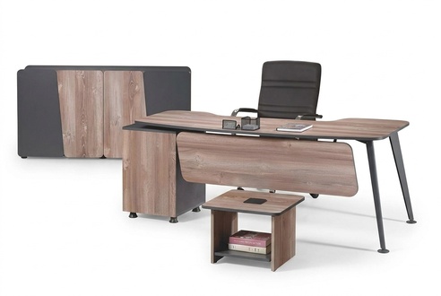 Complete study furniture desk 3pcs wood brown office furniture