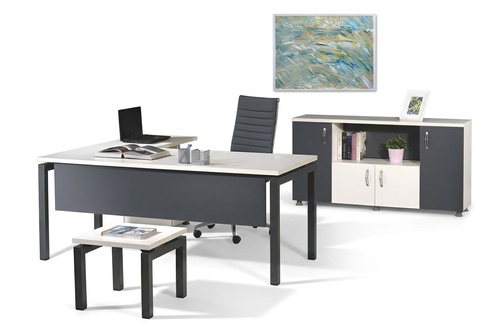 Complete office corner office desk office furniture 3-piece wooden set grey computer furniture