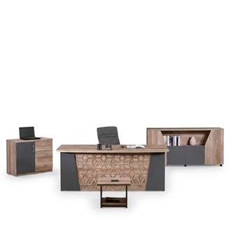 Complete office office desk office furniture desk set 4 pcs wood brown office