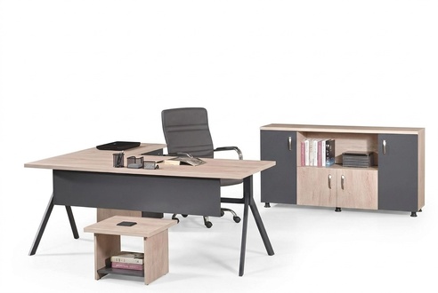 Complete office office furniture corner office desk office desk set 3 pcs wood grey