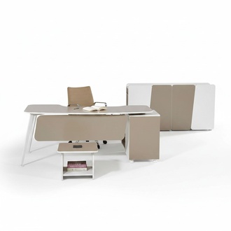 Complete office office furniture desk office office desk set 3 pcs wood beige