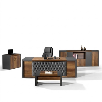Complete office office furniture desk office desk set 4 pcs wood brown