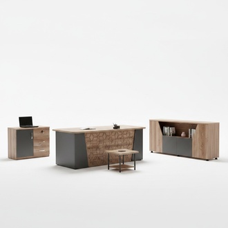 Complete office office furniture desk office desk set 4 pcs wood brown