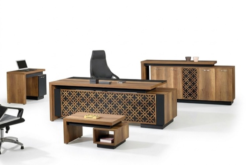 Complete office office furniture desk office desk set 4 pcs wood brown
