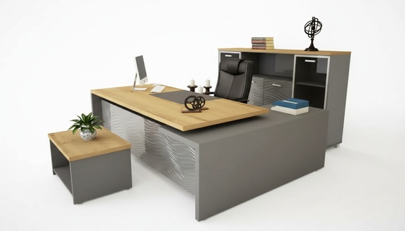 Complete office set desk, chest of drawers, filing cabinet, coffee table 3-piece