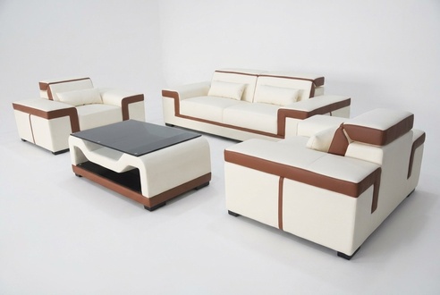 Complete set 3+2+1 + coffee table sofa leather seating group sofa set + USB