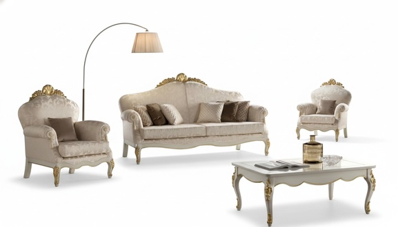 Complete Set 4pcs Living Room Sofa Set 3 Seater Armchair Group New
