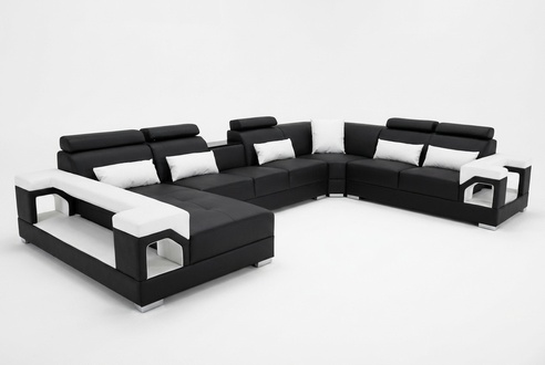 Complete Set Cushions Leather Sofa Living Area Corner Sofa Suite Modern Sofa USB