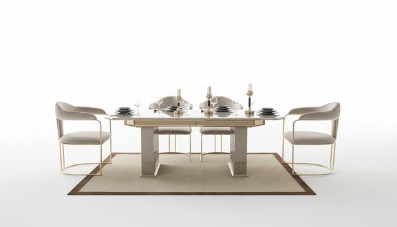 Complete set dining table 4x chairs dining room set dining group wooden table tables 5 pieces