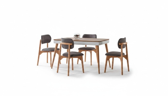Complete Set Dining Table 4x Chairs Dining Room Set Dining Group Wood Table 5-piece