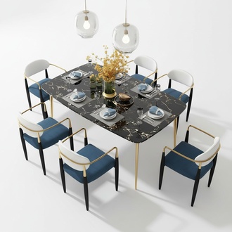 Complete set dining table 6x chairs dining room dining group stone set tables 7 pieces