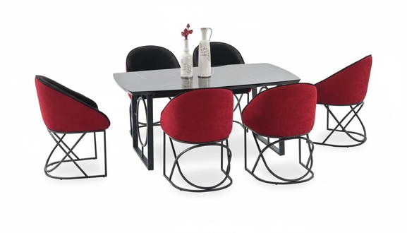 Complete set dining table 6x chairs dining room set dining group table 7 pieces