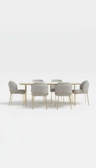 Complete set dining table 6x chairs dining room set dining group wooden table tables 7 pieces