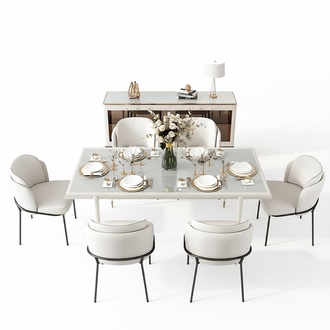 Complete set dining table 6x chairs set dining dining room group wooden table tables 7 pieces