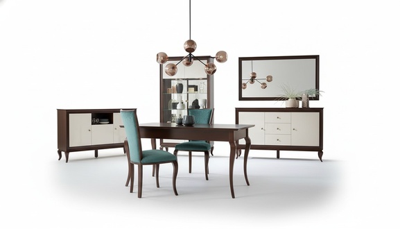 Modern style made of real wooden dining room set of 6x-chairs & dining table