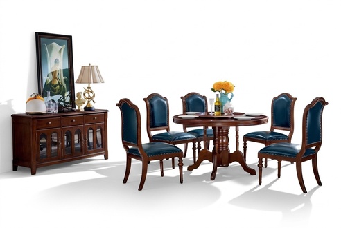 Complete Set Dining Table 6 Chairs Commode Dining Set Dining Group Wood Table New