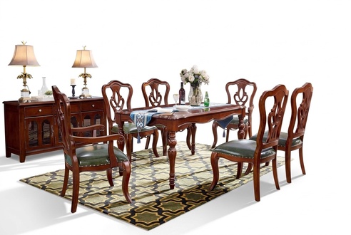 Complete Set Dining Table + 6 Chairs Dining Set Dining Group Wood Table Tables 7tlg