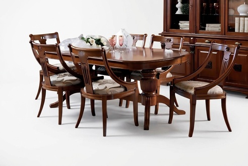 Complete Set Dining Table + 6 Chairs Dining Room Set Dining Group Wooden Table 7-piece