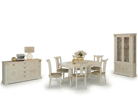 Complete Set Dining Table + 6 Chairs Dining Set Dining Group Real Wood Table Tables 9pcs