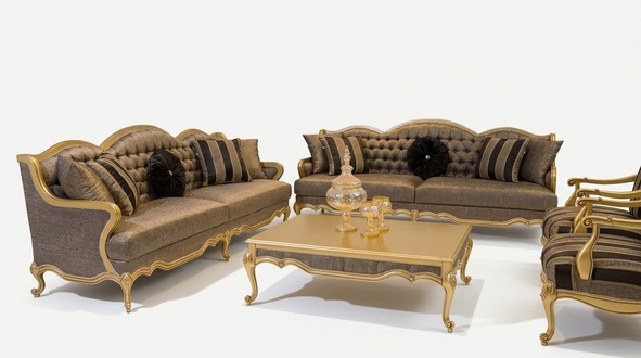 Complete Set Sofa Set 3+3+1+1 Seat Sofas Coffee Table Baroque Rococo 5pcs
