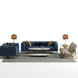 Complete Set Sofa Set 3 2 1 1 seater Luxury Design 4pcs Leather Sofa