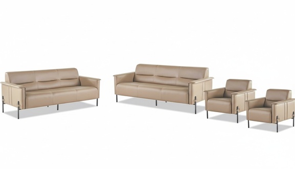 Complete Sofa Set 3-Seater Armchair Leather Sofa Modern Recliner Leather