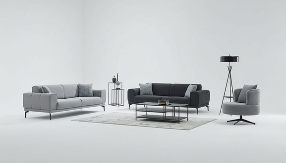 Complete sofa set upholstered sofa three-seater armchair gray fabric sofa