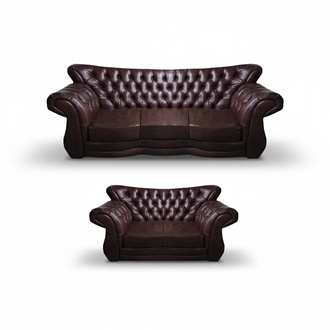 Complete sofas three-seater and two-seater couch leather seating furniture Chesterfield