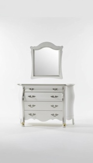 Complete Wooden Chest of Drawers with Mirror Classic Furniture Decoration 2pcs