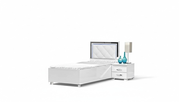 Complete youth room bedside table wardrobe 4-piece white bedroom