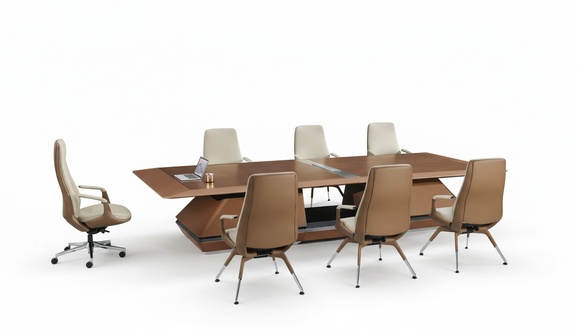 Conference table room meeting + 6x chairs training tables tables 7 pcs. set