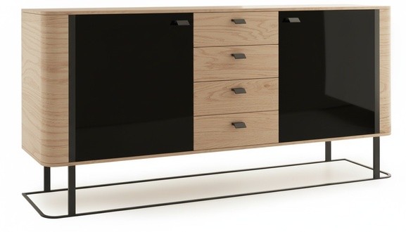 Modern style made of real wooden chest of 4-drawers & 2-swing doors, model - GR-K3