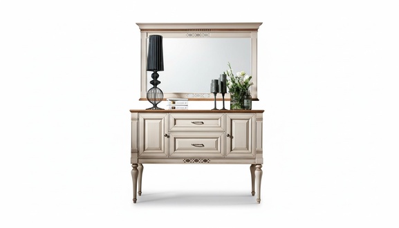 Classic style made of real wooden sideboard with 2-swing doors & 2-sliding drawers - model FL-K2A