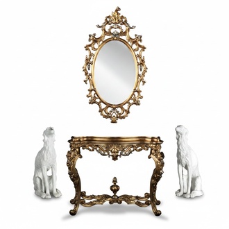 Console table chest of drawers designer cabinet secretary table wood gold baroque