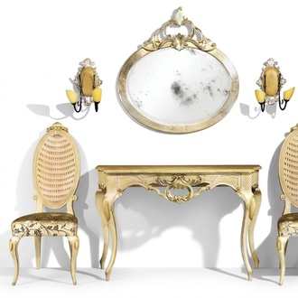 Console table chest of drawers with mirror luxury class furniture set style modern 2 pieces. New
