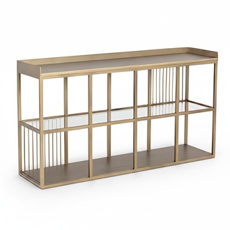 Console Table Shelf Open Chest of Drawers 140x80cm Cabinet Metal Glass