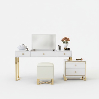 Modern style designer gloss dressing table in modern style made of real wooden frame & stainless steel