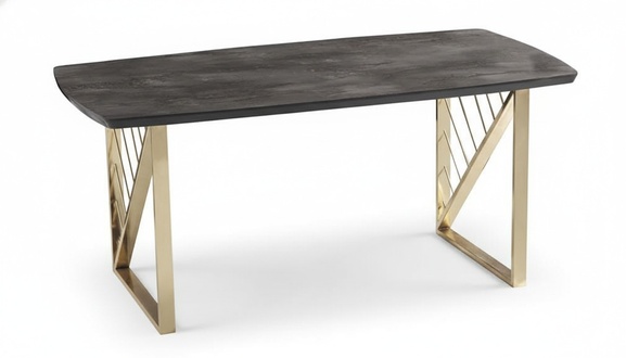 Contemporary dining table black gold rectangular tabletop table