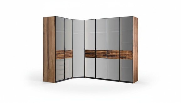Corner Cabinet Bedroom Cabinet Wardrobe Wood Brown Mirror Large