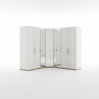 Corner wardrobe Wardrobe Wardrobes White Wood Mirror 7 Doors Large