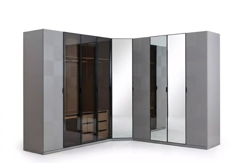Corner wardrobe Wardrobe luxury wood design furniture bedroom grey