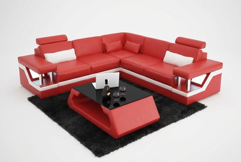 Corner Couch Design Corner Sofa Living Room Furniture Leather Upholstery Couch Sofa L Shape + Table