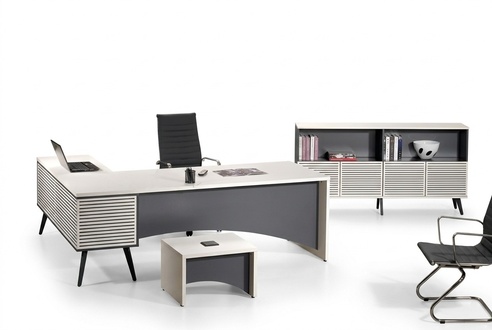 Corner Office Desk Complete Office Desk Set 3pcs Wood Office Furniture White New