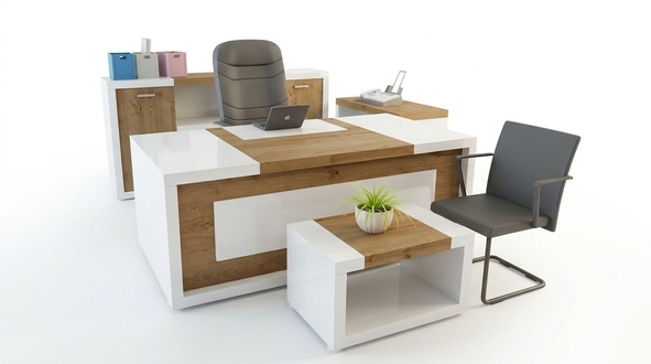 Corner desk Office desk Coffee table Filing cabinet Office furniture 3 pcs.