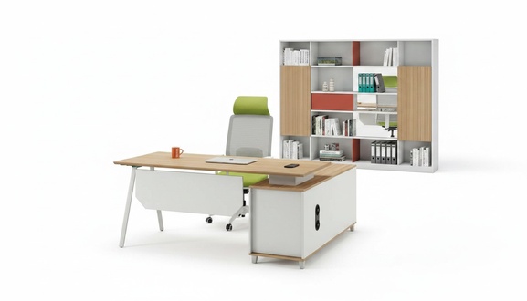 Corner desk office table work table office table white wood modern
