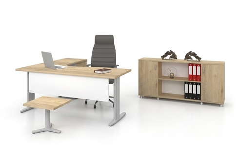 Corner desk office study modern complete set furniture 3pcs