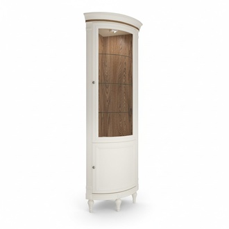 Modern style made of real wooden corner showcase/cupboard with 2-swing doors & glass shelves, model FL-W/N